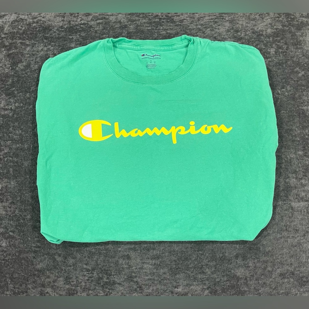 Green and Yellow Authentic Champion Tee